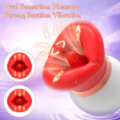 3-in-1 Rose Vibrator: Tongue Sucking & Licking Clitoris, Nipple Stimulator for Women & Couples