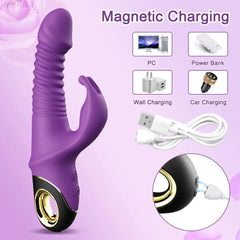 Rabbit Thrusting Vibrator: Automatic Telescopic G-Spot and Clitoris Stimulator - Female Masturbation Sex Toy for Adults