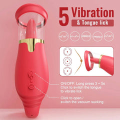 Tongue Sucking Licking Vibrator for Women: Clitoris Vacuum Sucker Stimulator, Oral Vagina and Nipples Vibrating - Adult Sex Toy