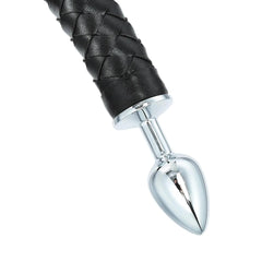 Devil Tail Metal Anal Plug with PU Leather Whip - Cosplay and Roleplay Butt Plug for Couples, Men, and Women BDSM Games