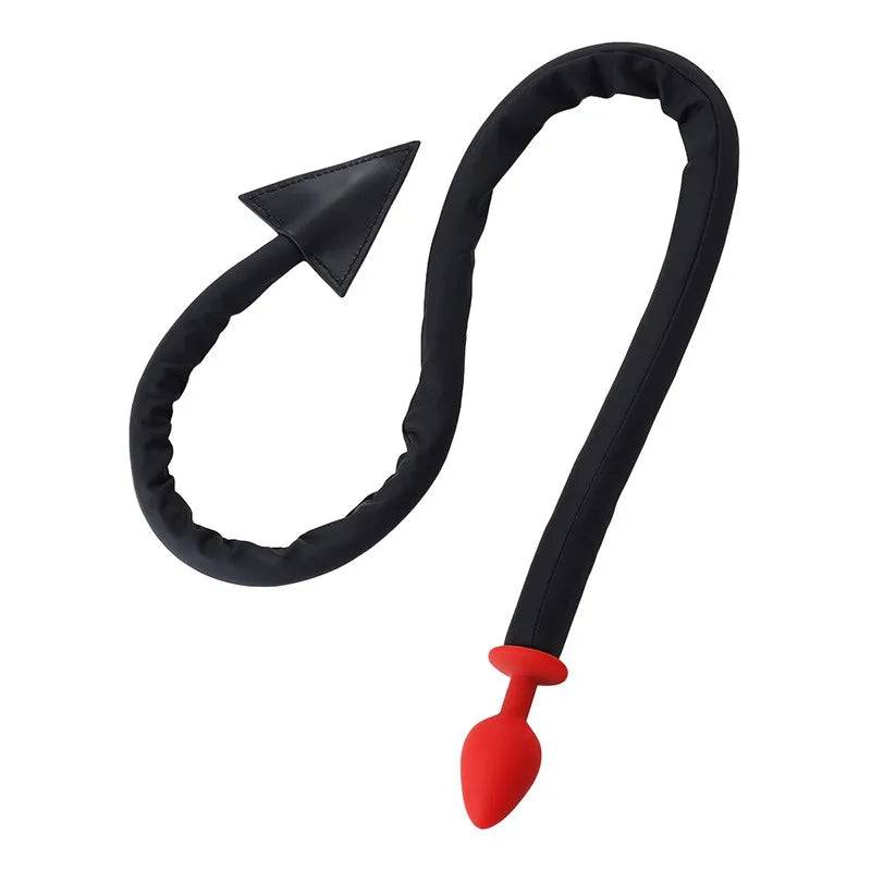 Devil Tail Metal Anal Plug with PU Leather Whip - Cosplay and Roleplay Butt Plug for Couples, Men, and Women BDSM Games