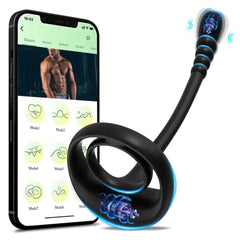 Cock Ring Prostate Vibrator: Sex Toy for Men, APP Wireless, 10 Modes, Testicle Massage, Anal Butt Plug, Penis Ring, Male Masturbator - 18+