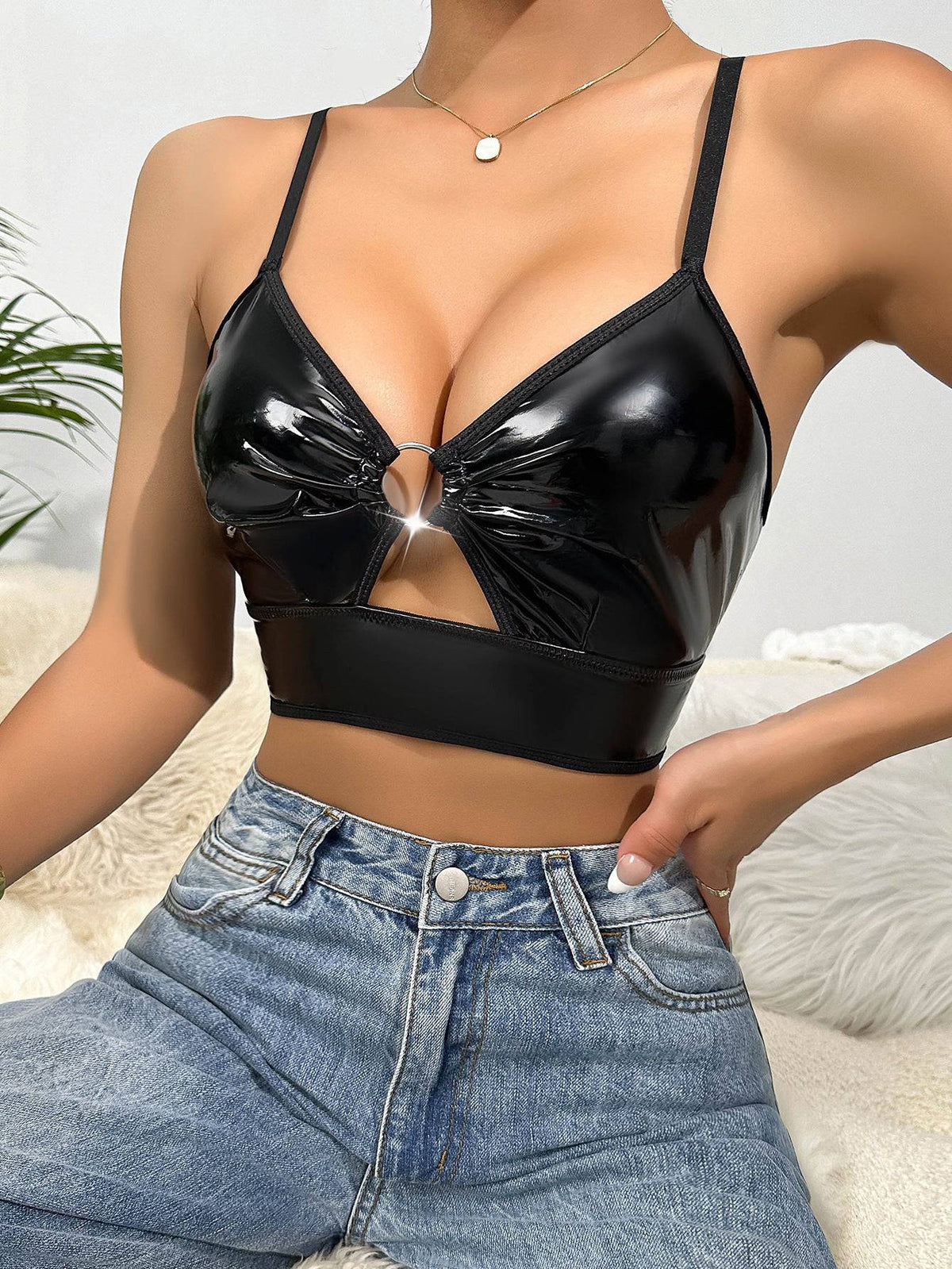 Patent Leather Wrap Bra