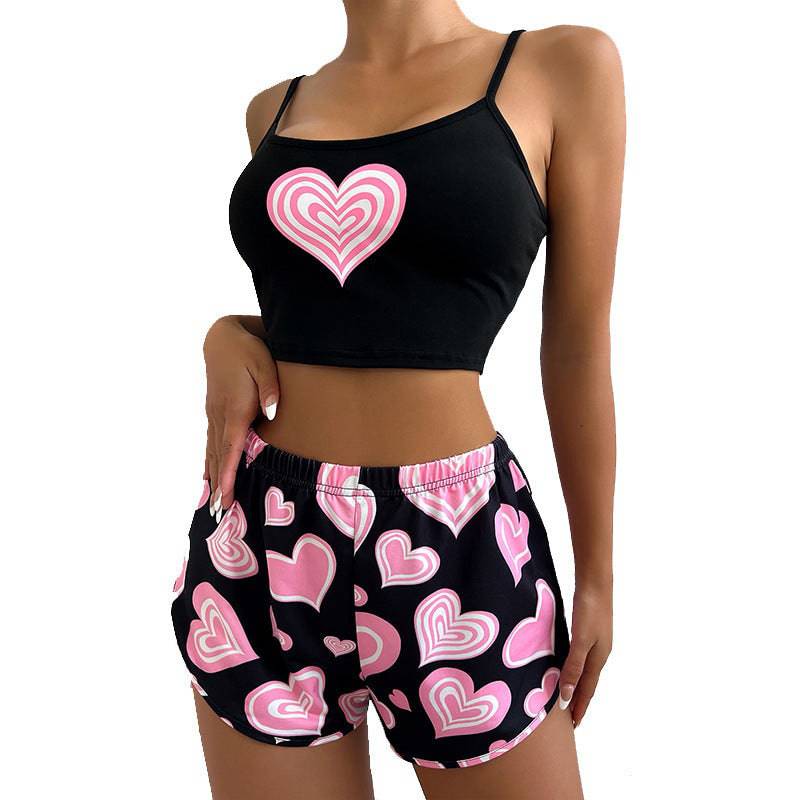 Heart Print Pajama Set