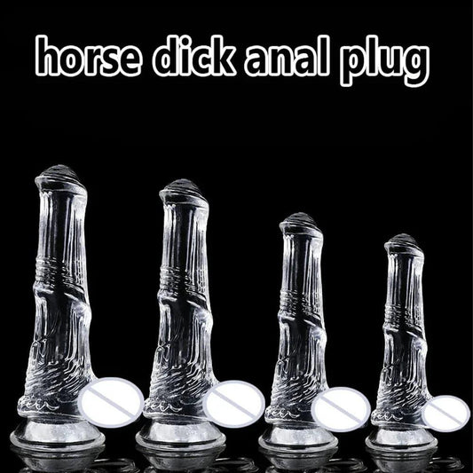 Huge Transparent Black Horse Dildo - Realistic TPE with Strong Suction Cup - Passion Pulse Adult