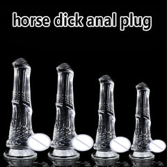 Huge Transparent Black Horse Dildo - Realistic TPE with Strong Suction Cup