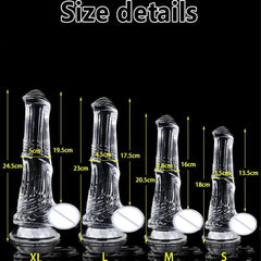 Huge Transparent Black Horse Dildo - Realistic TPE with Strong Suction Cup