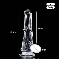 Huge Transparent Black Horse Dildo - Realistic TPE with Strong Suction Cup