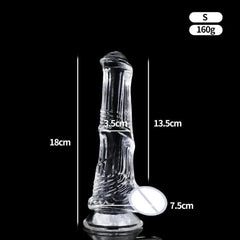 Huge Transparent Black Horse Dildo - Realistic TPE with Strong Suction Cup