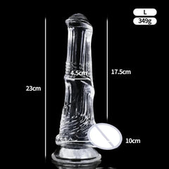 Huge Transparent Black Horse Dildo - Realistic TPE with Strong Suction Cup