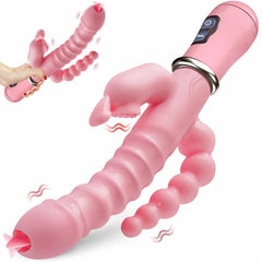 LicklIp 3-in-1 Rabbit Vibrator – Dildo with Tongue-Licking & Dual Rod Stimulation