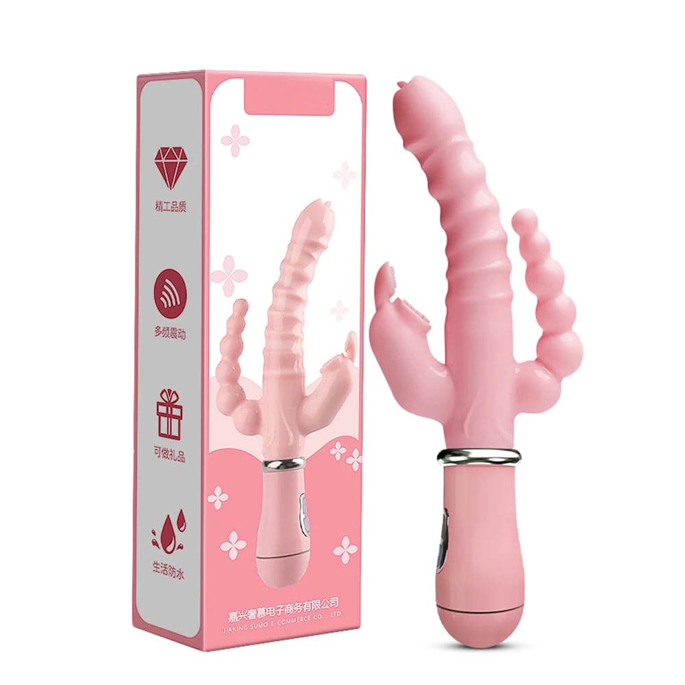 LicklIp 3-in-1 Rabbit Vibrator – Dildo with Tongue-Licking & Dual Rod Stimulation