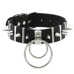 Harajuku Punk Rock Rivet Goth Choker | PU Leather Collar with Heart, Cross & Spikes | Hip Hop Bondage Jewelry for Women