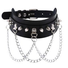 Harajuku Punk Rock Rivet Goth Choker | PU Leather Collar with Heart, Cross & Spikes | Hip Hop Bondage Jewelry for Women