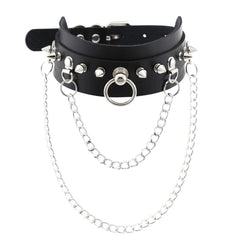 Harajuku Punk Rock Rivet Goth Choker | PU Leather Collar with Heart, Cross & Spikes | Hip Hop Bondage Jewelry for Women