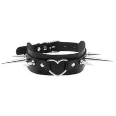 Harajuku Punk Rock Rivet Goth Choker | PU Leather Collar with Heart, Cross & Spikes | Hip Hop Bondage Jewelry for Women