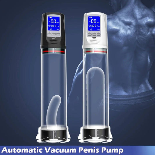 LED Display Electric Vacuum Penis Enlargement Training Pump for Men: Sex Toy Penis Extender with Powerful Suction - Adult Toys