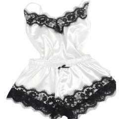 Sexy Temptation Nightgown Two Piece Set Lace Silk Home Clothes