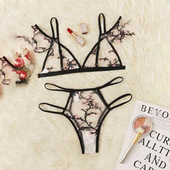 Sexy Plum Blossom Embroidered Sexy Underwear