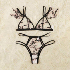 Sexy Plum Blossom Embroidered Sexy Underwear